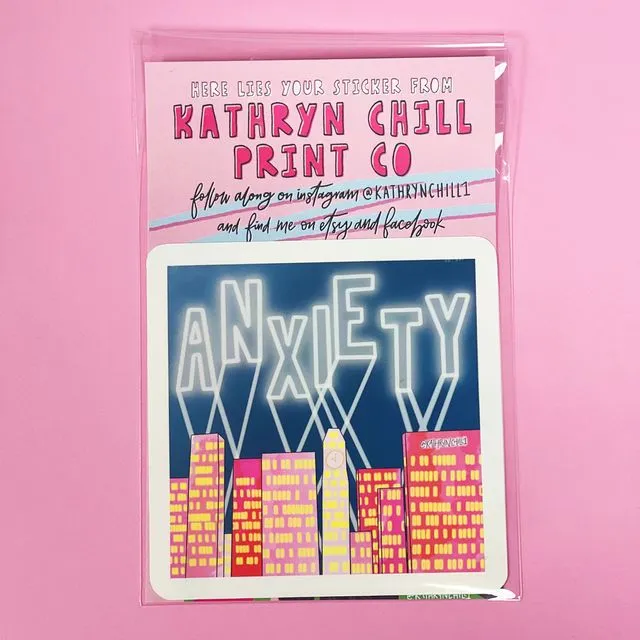 Anxiety Cityscape Sticker - 4"