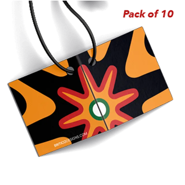 Luxury Gift Tag • Starburst • Black, Orange, Red - Pack of 10