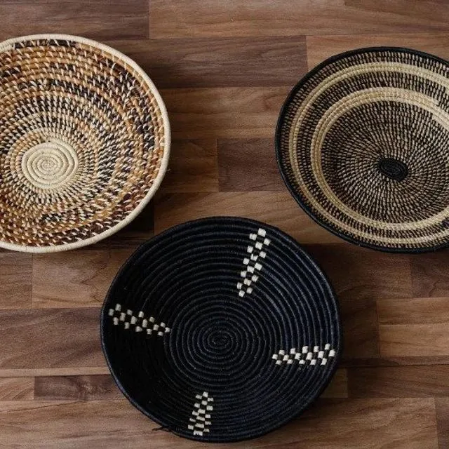 African wall baskets, Woven bowls, Rwanda baskets, Wall decor, African baskets, Fruit bowls, Tribal baskets, Set of 3