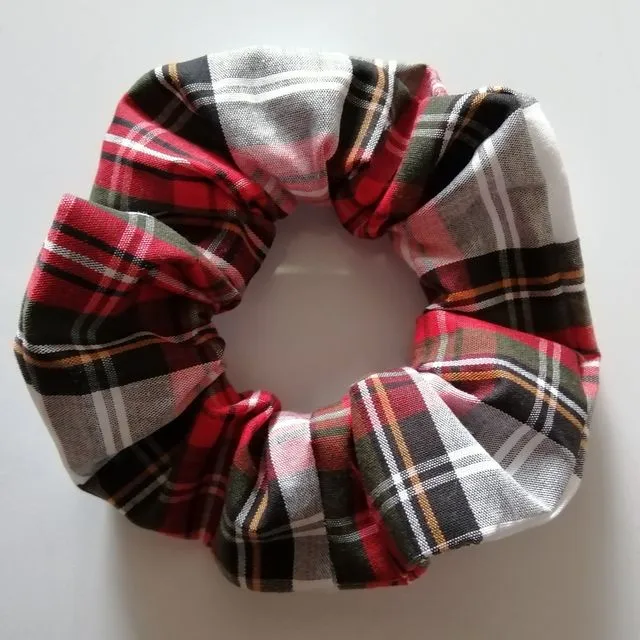 Dress Stewart Tartan Scrunchie, Red, black and white scrunchie
