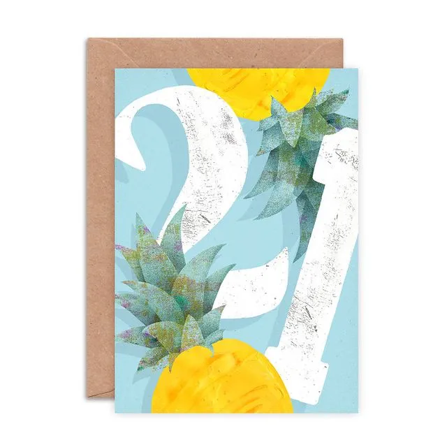 Pineapple Twenty One Single Greeting Card (Case of 6)