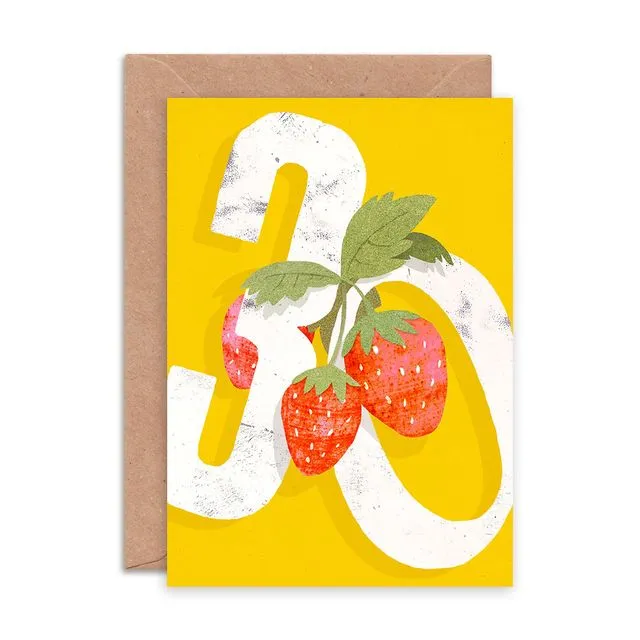 Strawberry Thirty Single Greeting Card (Case of 6)