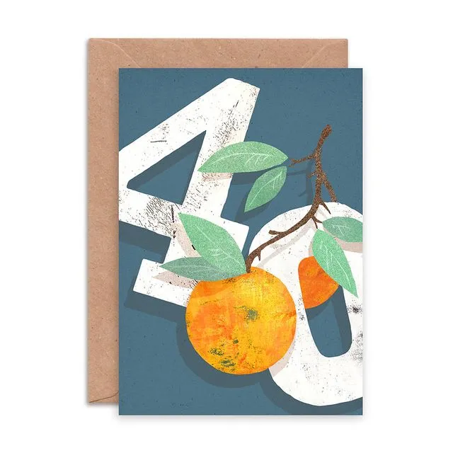 Orange Forty Single Greeting Card (Case of 6)