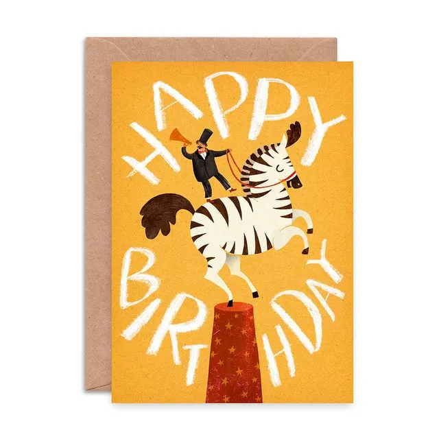 Happy Birthday Zebra Single Greeting Card (Case of 6)