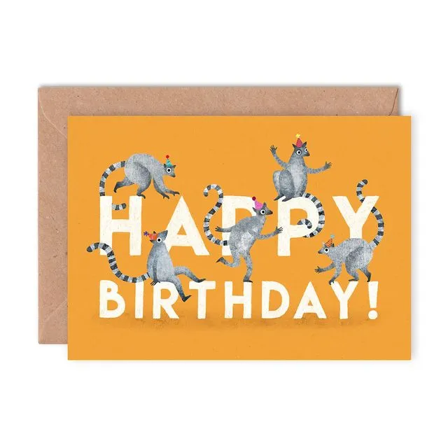 Birthday Lemurs Single Greeting Card (Case of 6)