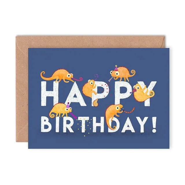 Birthday Chameleons Single Greeting Card (Case of 6)