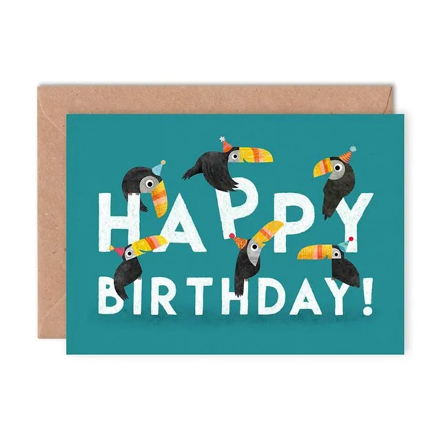 Birthday Toucans Single Greeting Card (Case of 6)