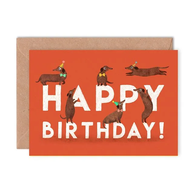 Birthday Sausage Dogs Single Greeting Card (Case of 6)