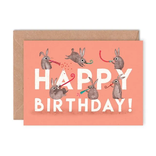 Birthday Rabbits Single Greeting Card (Case of 6)