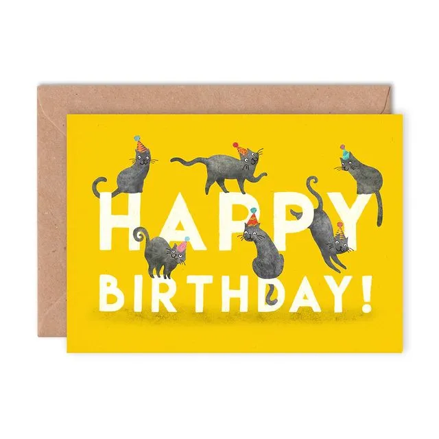 Happy Birthday Cats Single Greeting Card (Case of 6)