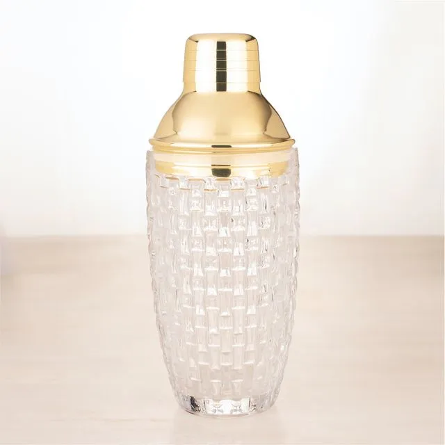 Glass Cocktail Shaker with Gold Strainer/Lid 350ml