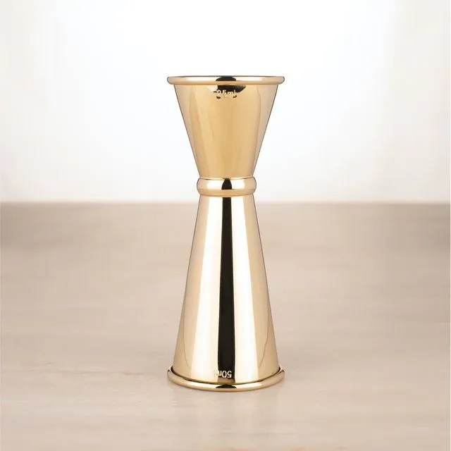 Double Measure Cocktail Jigger 25ml and 50ml / Gold Plated Stainless Steel