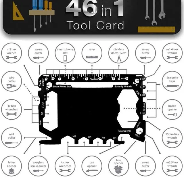 Multitool - Card Size with Case Wallet Set - 46 in 1 Kit