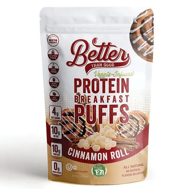 BTG Keto Protein Puffs - Cinnamon Roll 7.6oz Pouch