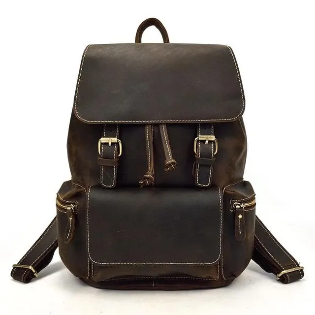 The Hagen Backpack | Vintage Leather Backpack - Dark Brown