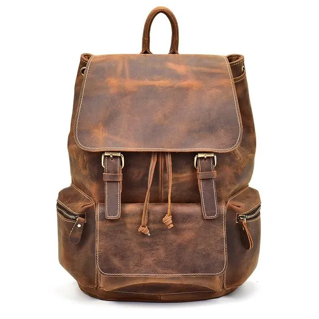 The Hagen Backpack | Vintage Leather Backpack - Brown