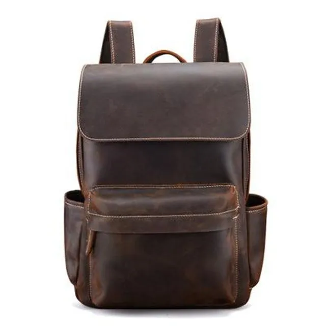 The Helka Backpack | Genuine Vintage Leather Backpack - Dark Brown