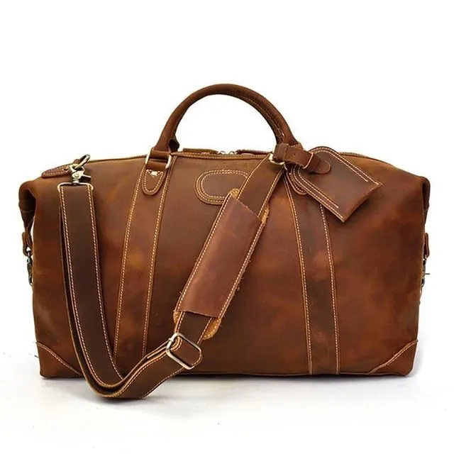 The Eira Duffle Bag | Vintage Leather Weekender - Brown