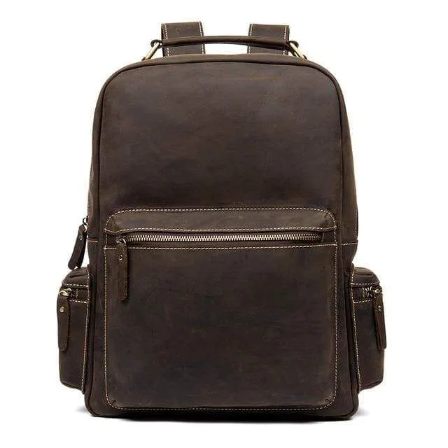 The Langley Backpack | Genuine Vintage Leather Backpack - 15 Inches - Dark Brown