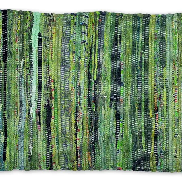 Handmade Cotton Rug 24''x36'' Reversible Washable with Tassel-Green