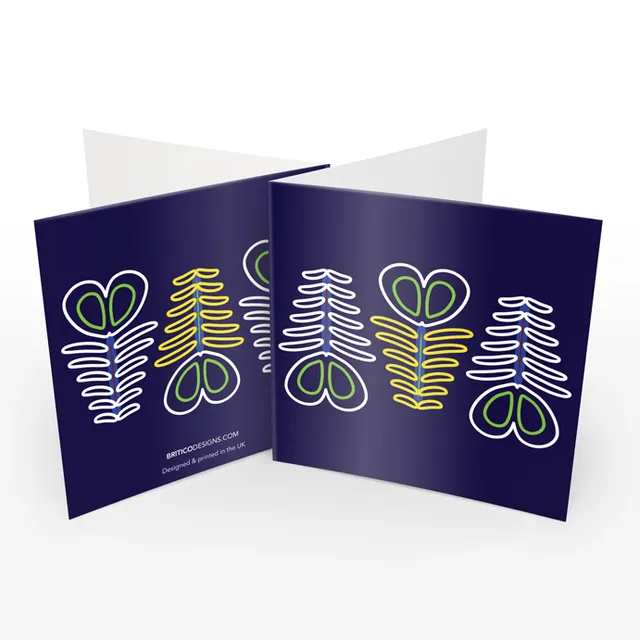 Greeting Card • Fern • Blue, Yellow, White - No.2 • Pack of 5