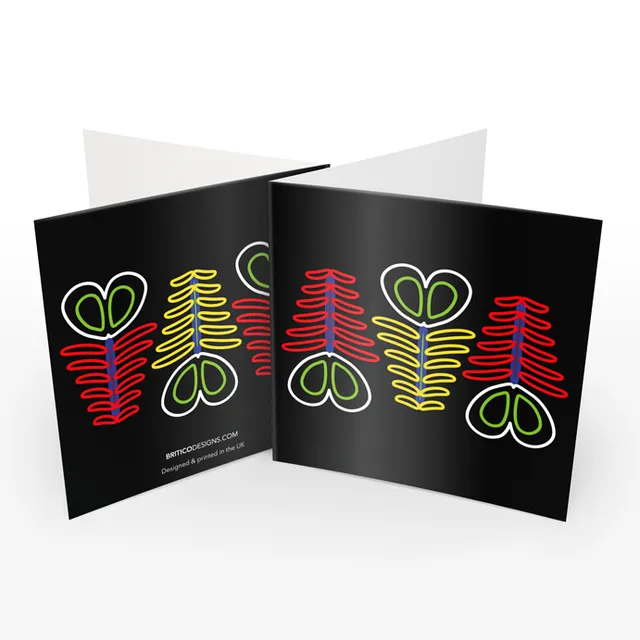 Greeting Card • Fern • Black, Green, Red - No. 2 • Pack of 5