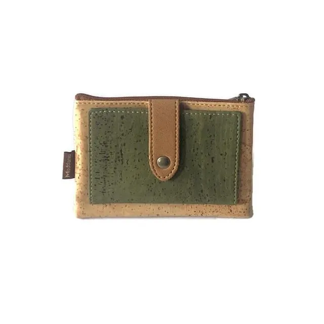 Cork Purse and Card Holder, Cork Wallet and Zip Purse in Green