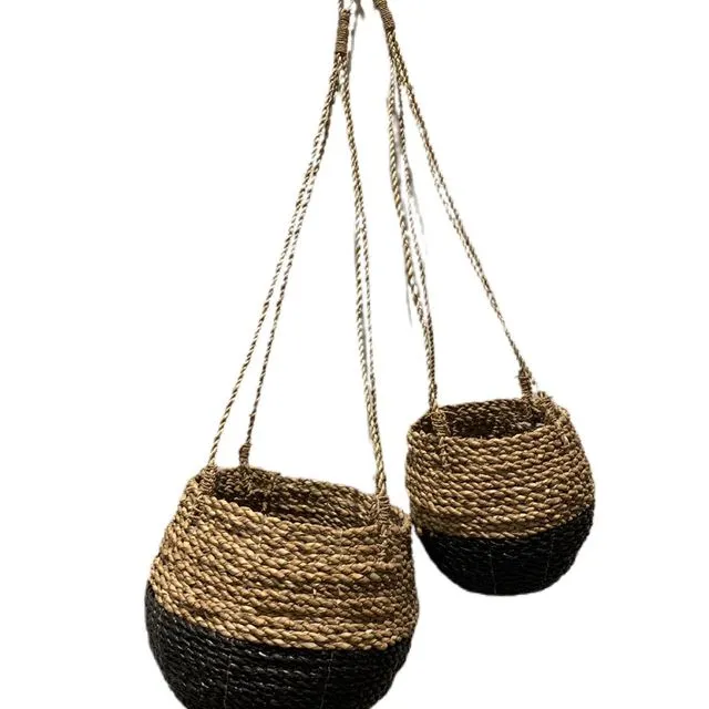 Serang - Hanging Basket Natural / Black set of 2