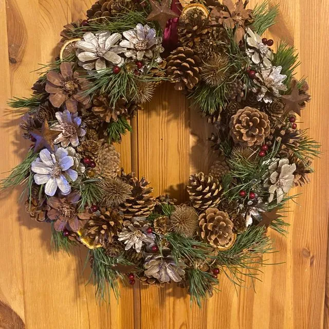 Natural Christmas wreath with real pine
