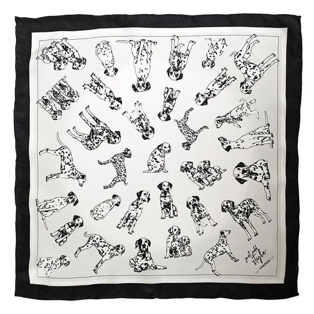 FASHION HOUNDS Monochrome Dalmatian Silk Pocket Square