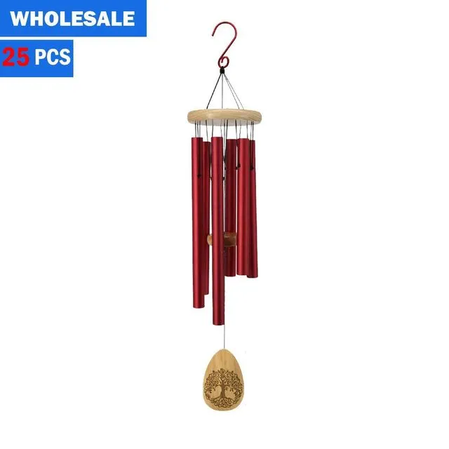 Wholesale-Pinewood 30 Inch Wind Chimes Red-25 PCS/Case