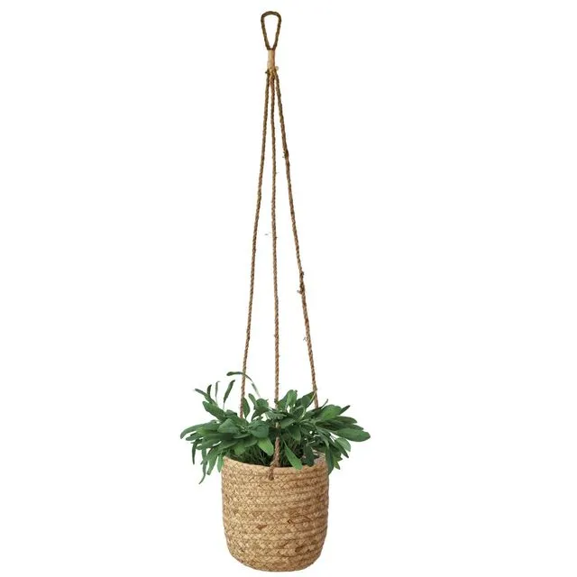 Woven Hanging Plant Pots with Waterproof Interior Plastic Coating for Indoor Garden and Balcony Decoration - WATER HYACINTH