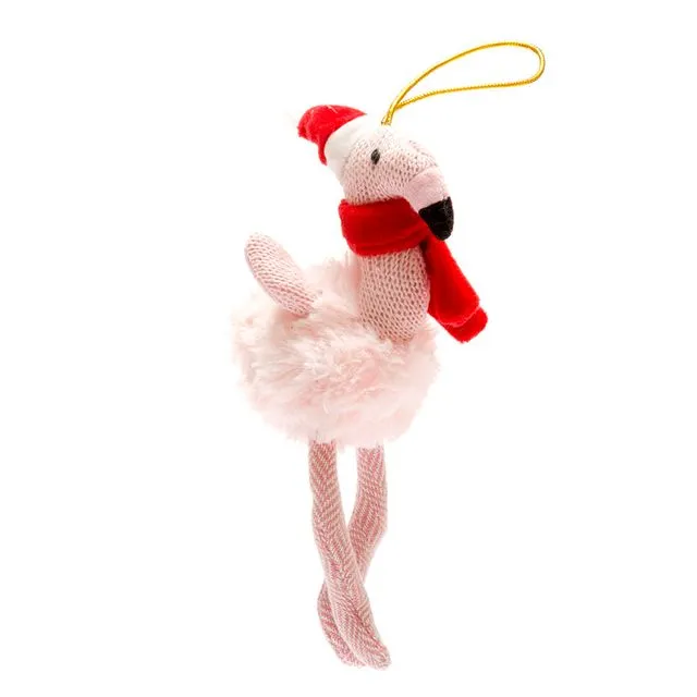 Flamingo Knitted Christmas Tree Decoration