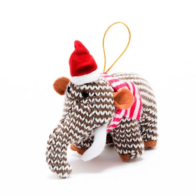 Woolly Mammoth Knitted Christmas Decoration