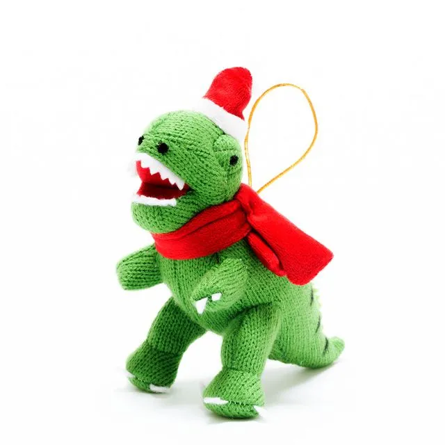 T Rex Dinosaur Knitted Christmas Tree Decoration