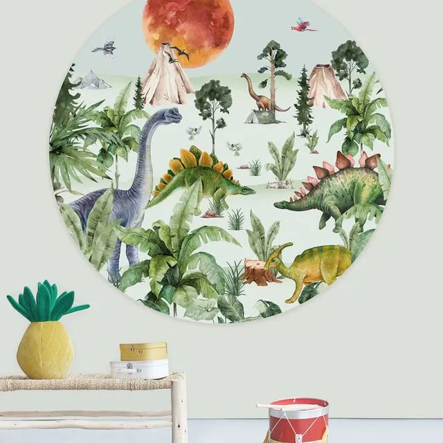 Creative Lab Amsterdam Dino By Moonlight Wallpaper circle 142,5 cm diameter