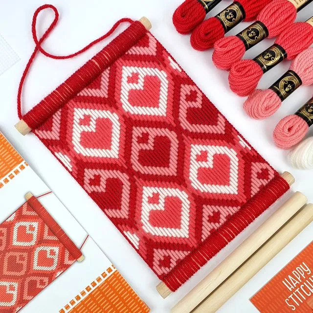 Bargello Tapestry Kit | DIY Craft Kit | Love Hearts