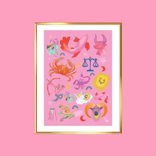 Pink Zodiac Print