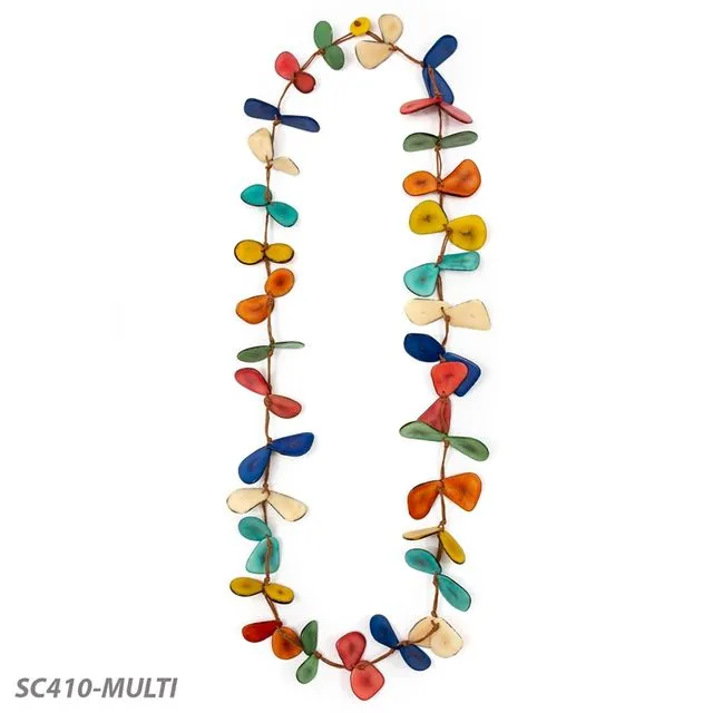 SC410-MULTI Tagua Slice Necklace Multi Color Combo