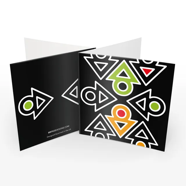 Greeting Card • Arrow • Black, Orange, Green - No. 2 • Pack of 5
