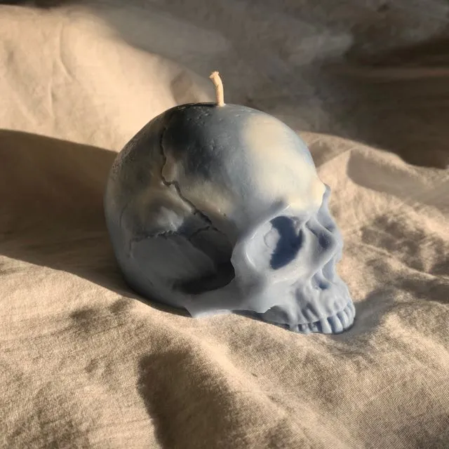 Skull Soy Pillar Candle - Cloudy