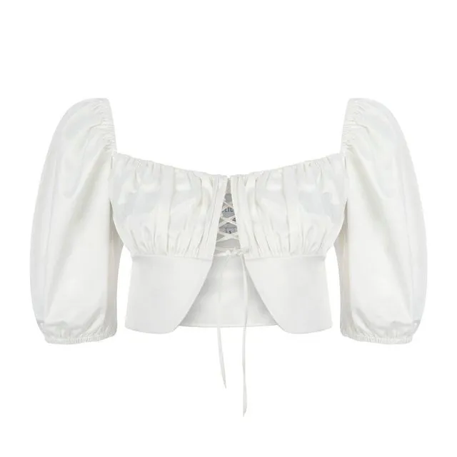 Grace Ruched Top - White