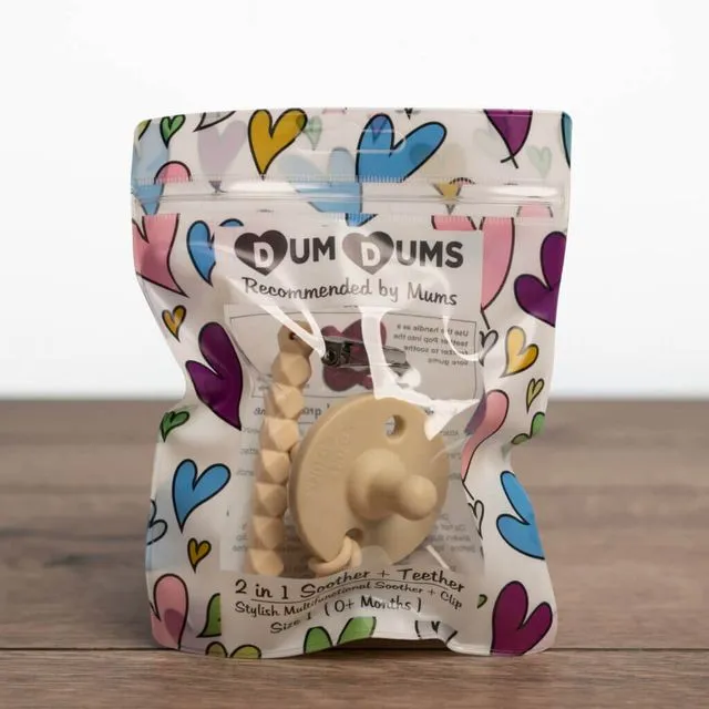 Dum Dums Cream Pacifier & Clip