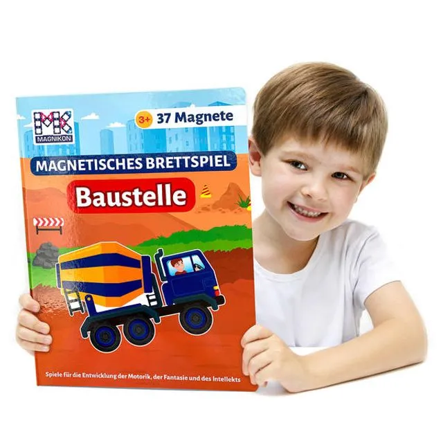Magnetic game "Die Baustelle", puzzle magnets 37 pieces. Magnetic game book