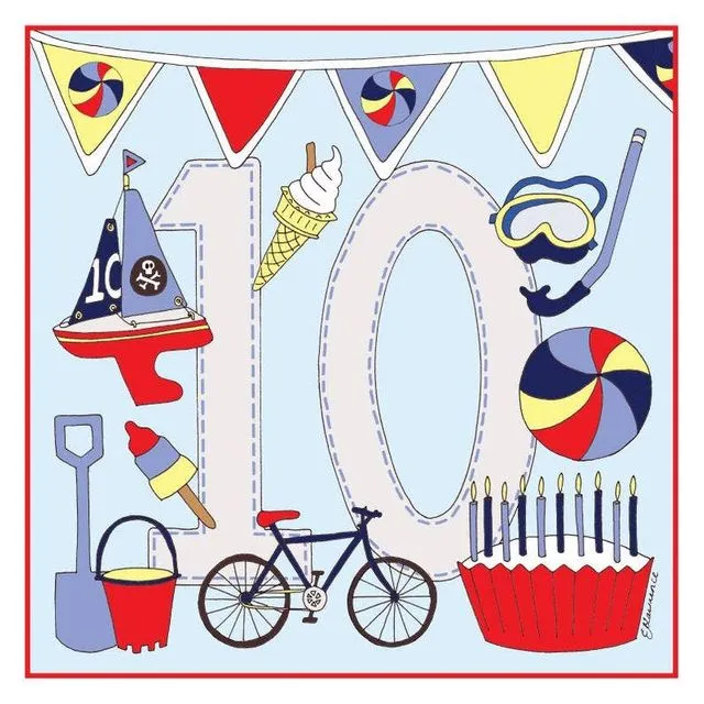 Birthday Card Age 10 Boy by Emma Lawrence Designs