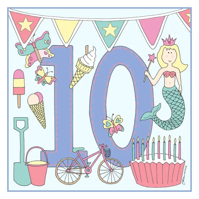 Birthday Card Age 10 Girl by Emma Lawrence Designs