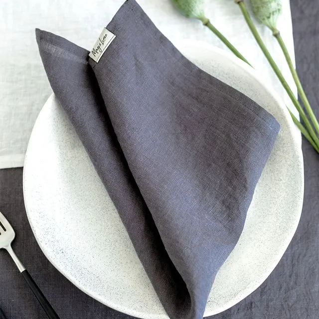 Linen Napkin Set of 2 Charcoal Gray