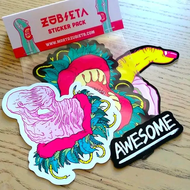 Surreal Sticker pack Tropical Psychedelic Big Awesome Stickers by Zubieta