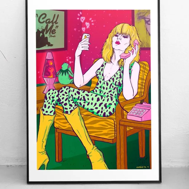 Call me, A tribute to Blondie  Debbie Harry GicleÃ© Art Print - Rockstar, pop culture, Kermit the frog, illustration