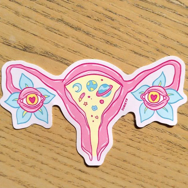 Secret Universes of Women | Cosmic Ovaries Sticker | 10 cm Psychedelic Vinyl Sticker by Zubieta